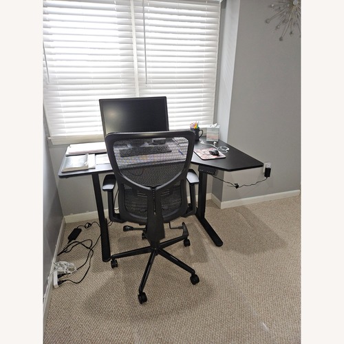 Used Amazon Flexispot Black Wood Desk for sale on AptDeco