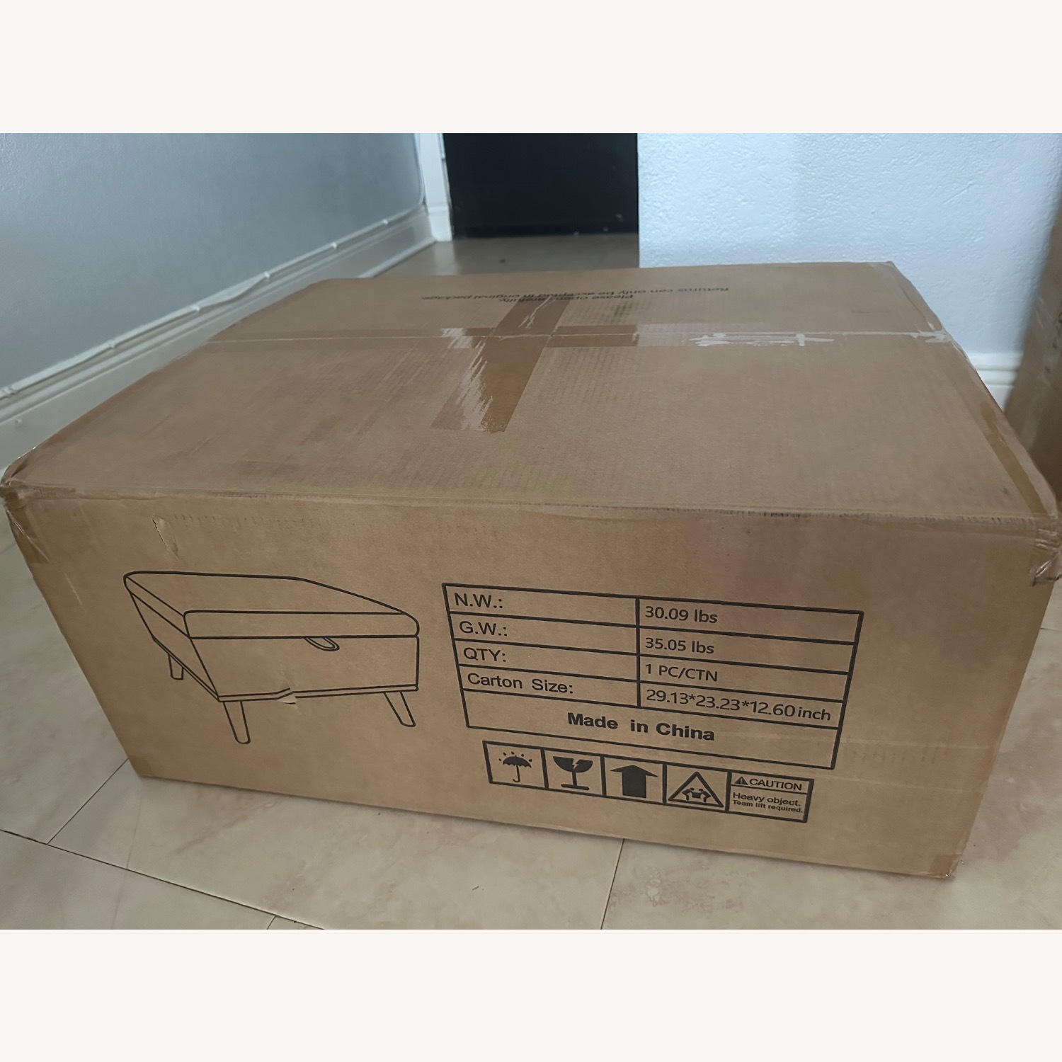 Gray Fabric Ottoman - image-2