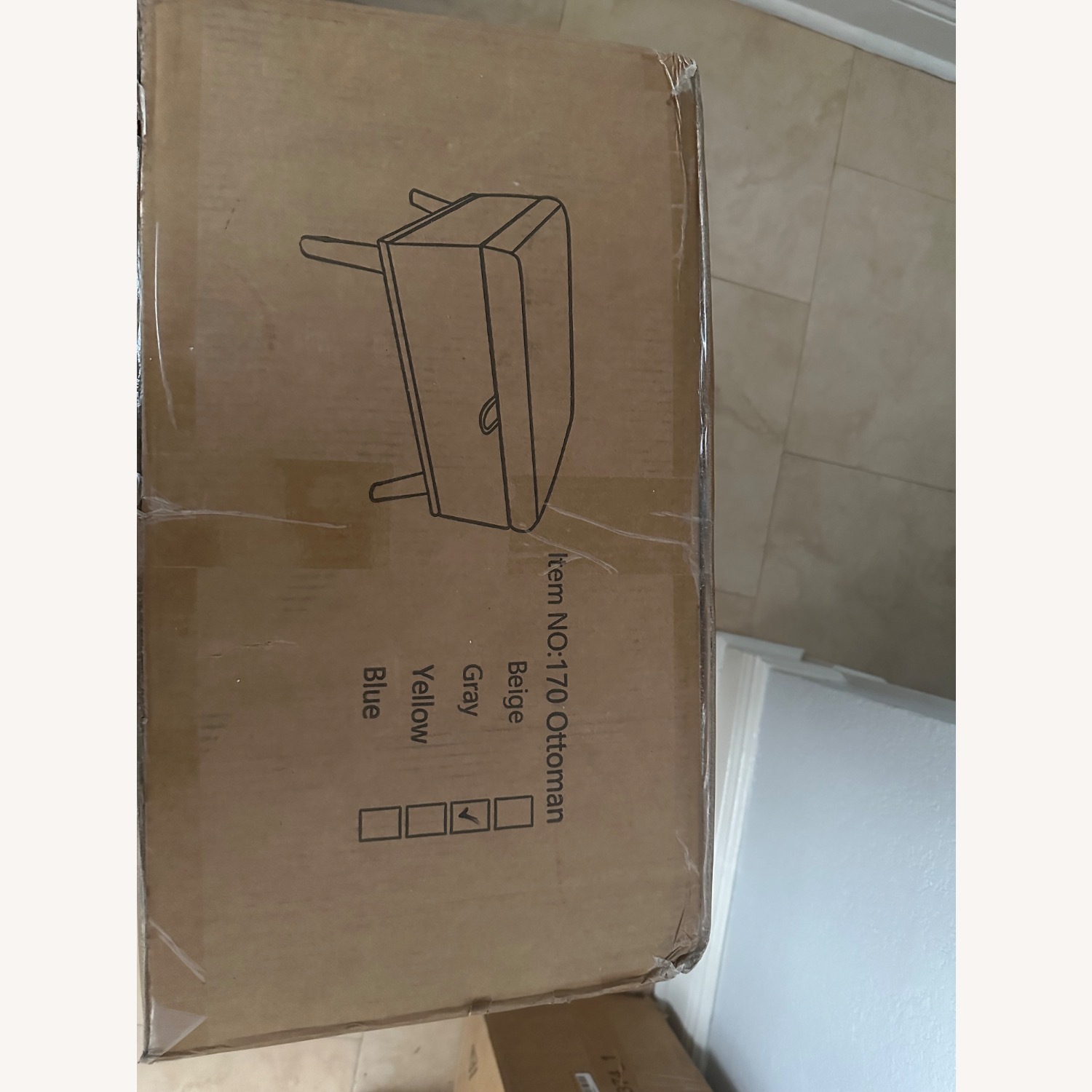 Gray Fabric Ottoman - image-3