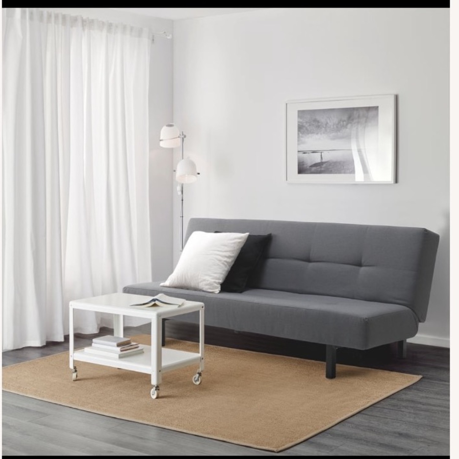 IKEA Balkarp Sleeper Sofa Light Gray Fabric Futon - image-6