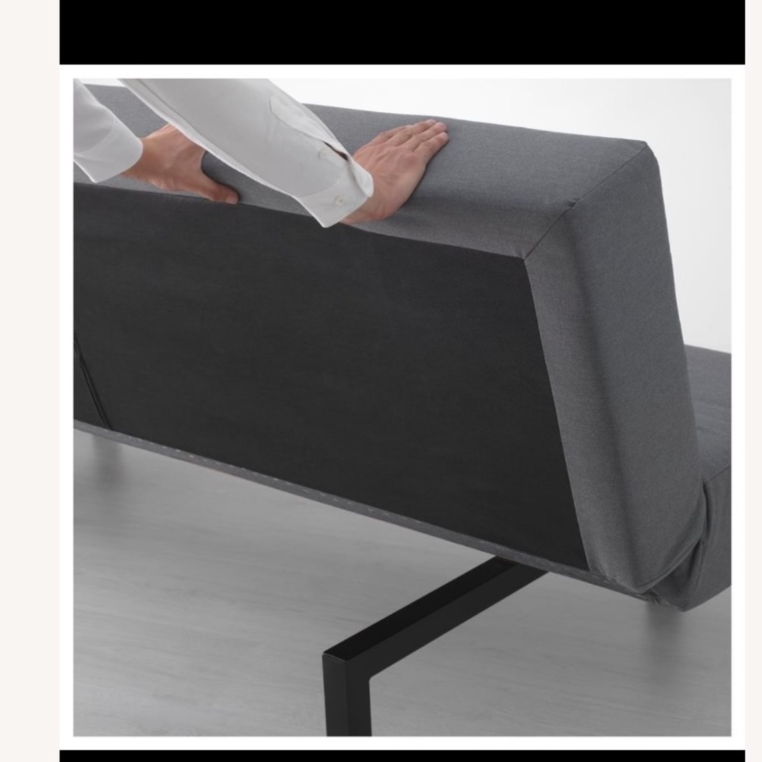 IKEA Balkarp Sleeper Sofa Light Gray Fabric Futon - image-3