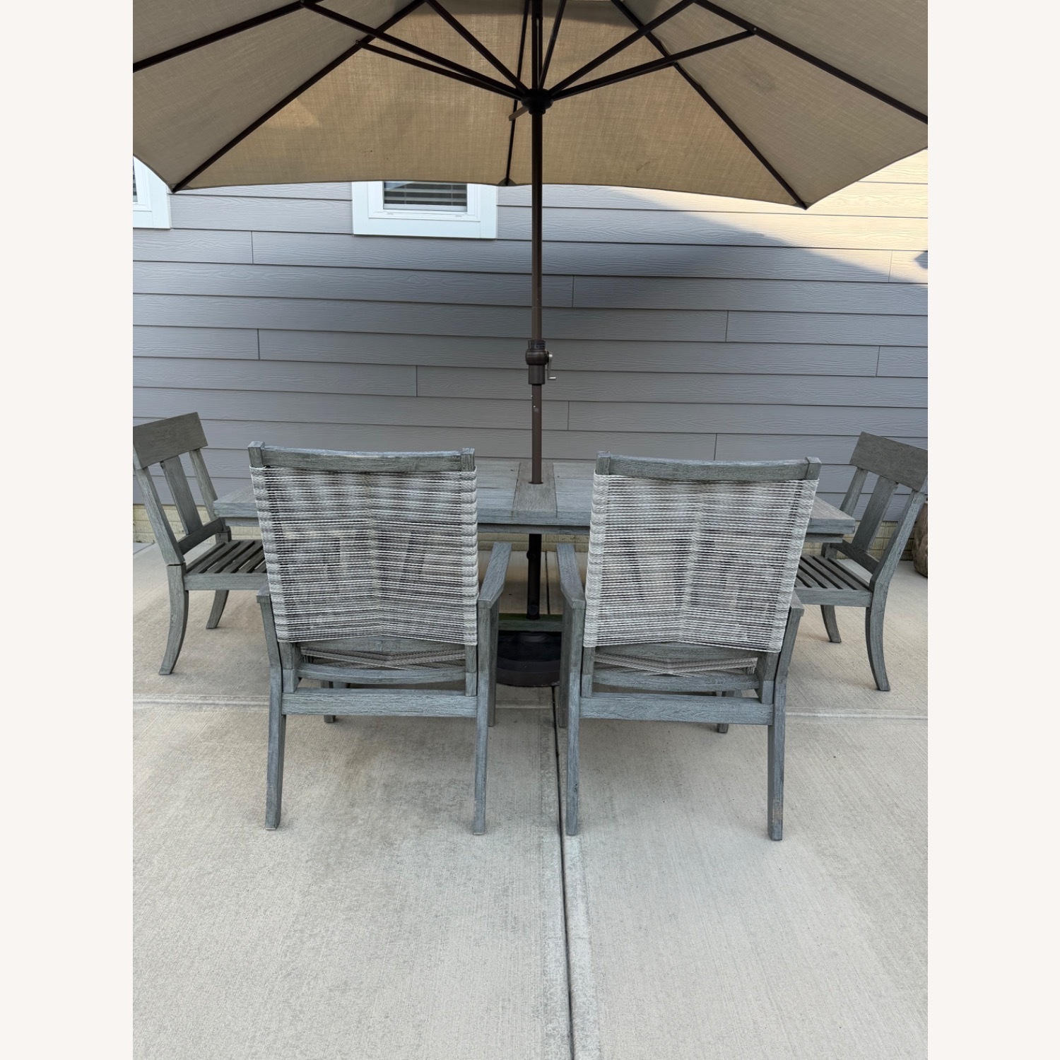 Arhaus Adobes Outdoor Table, Chairs, Bench, Umbrella - image-3