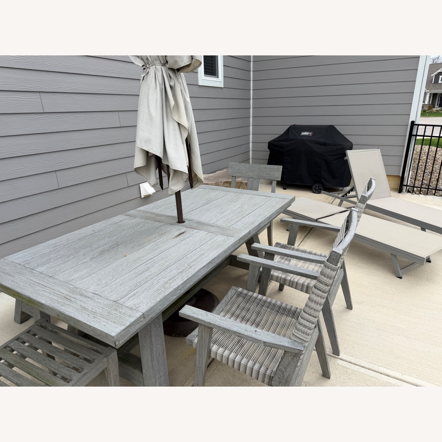 Arhaus Adobes Outdoor Table, Chairs, Bench, Umbrella - image-8