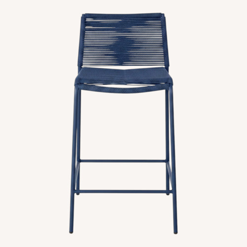 Used Article Zina Blue Fabric Stool for sale on AptDeco