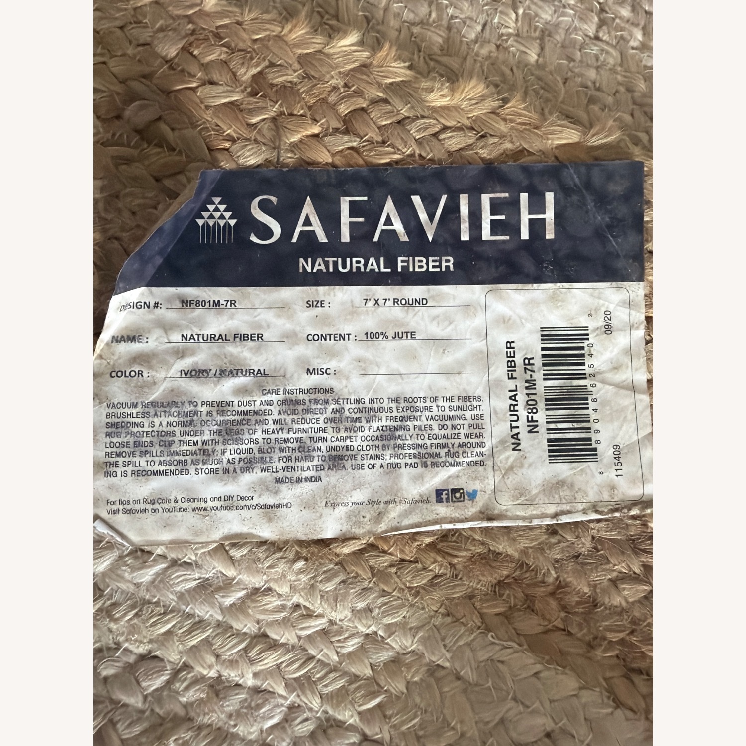 Safavieh Natural Jute Area Rug 7' x 7' - image-2