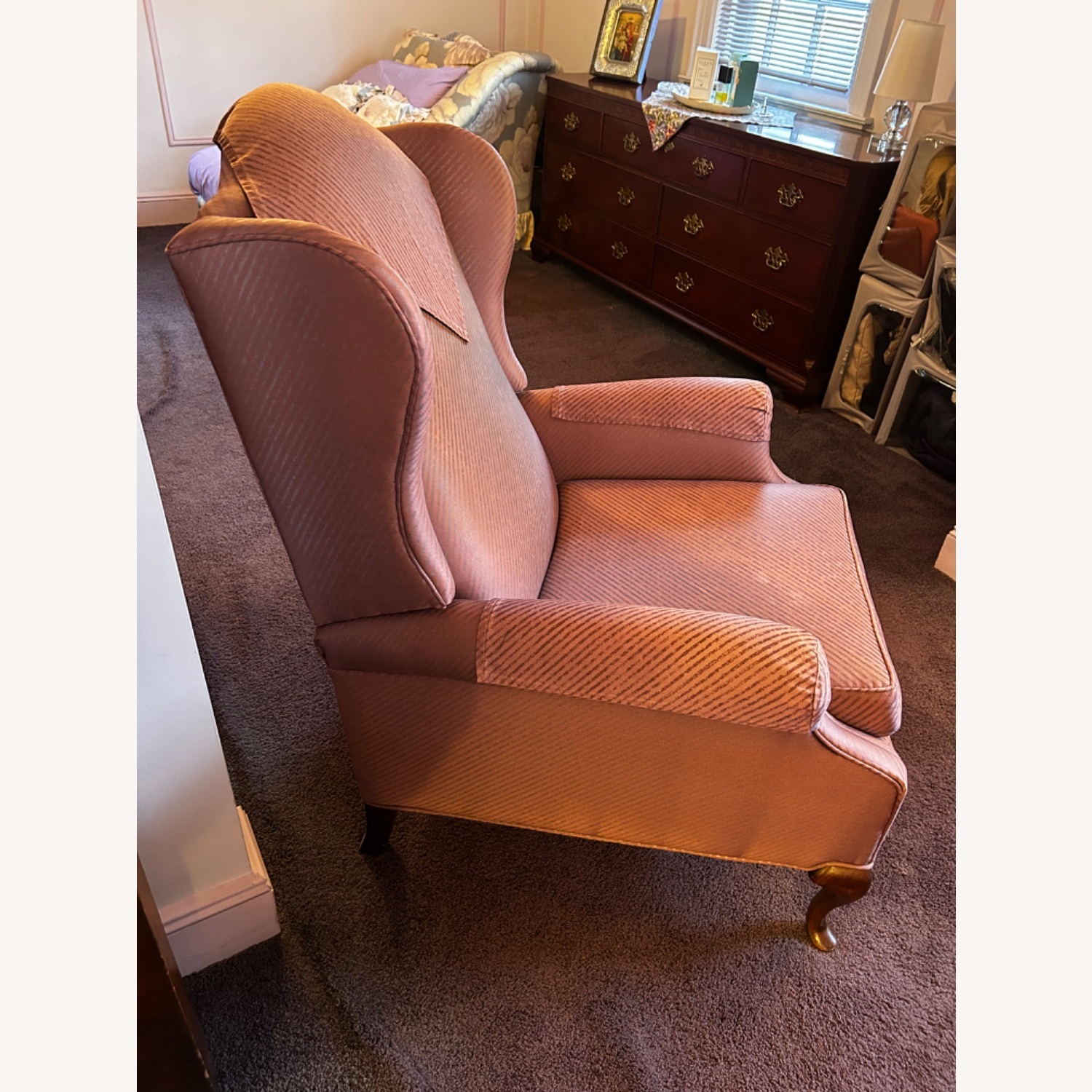 Ethan Allen Mauve Lavender Fabric Recliner - image-2