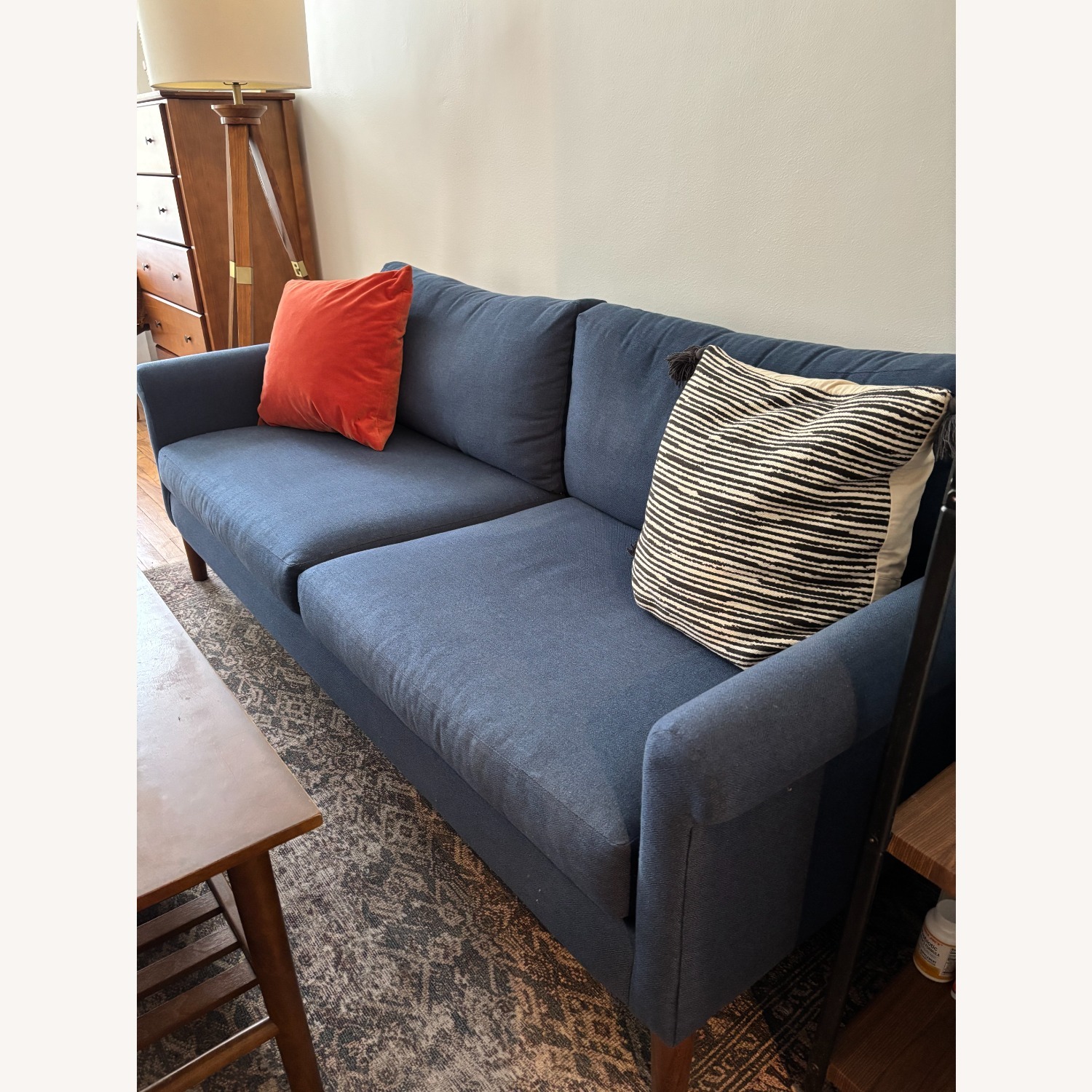 Crate & Barrel Studio Series Blue Fabric 3+ Seater Sofa - image-1