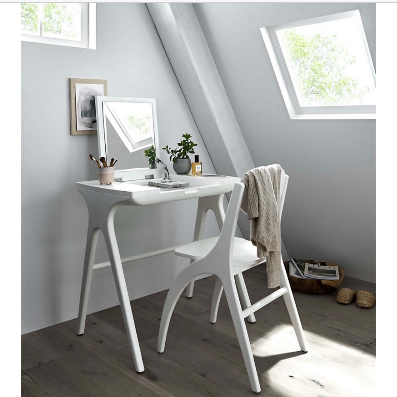 Crate & Barrel White Wood Desk - image-4