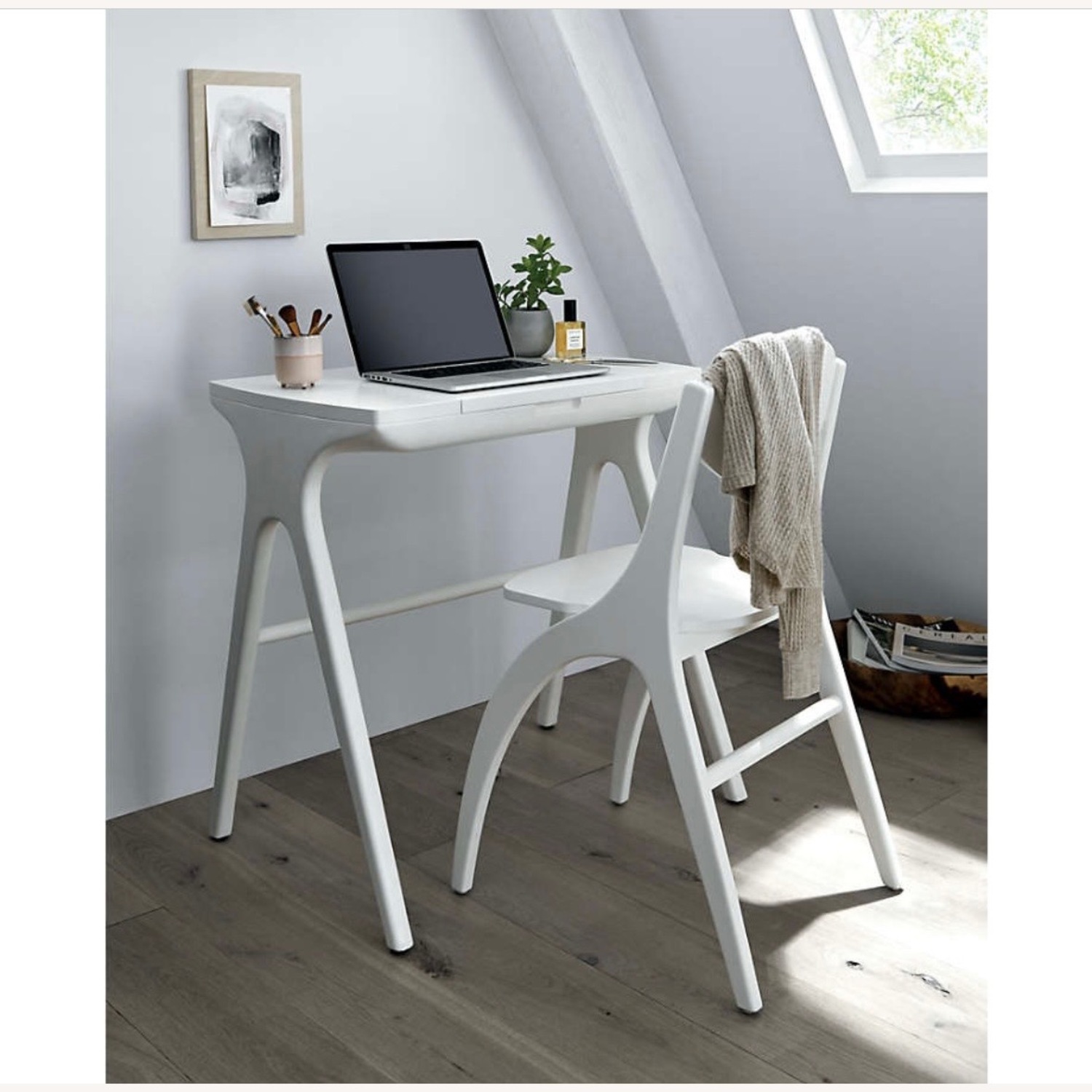 Crate & Barrel White Wood Desk - image-5