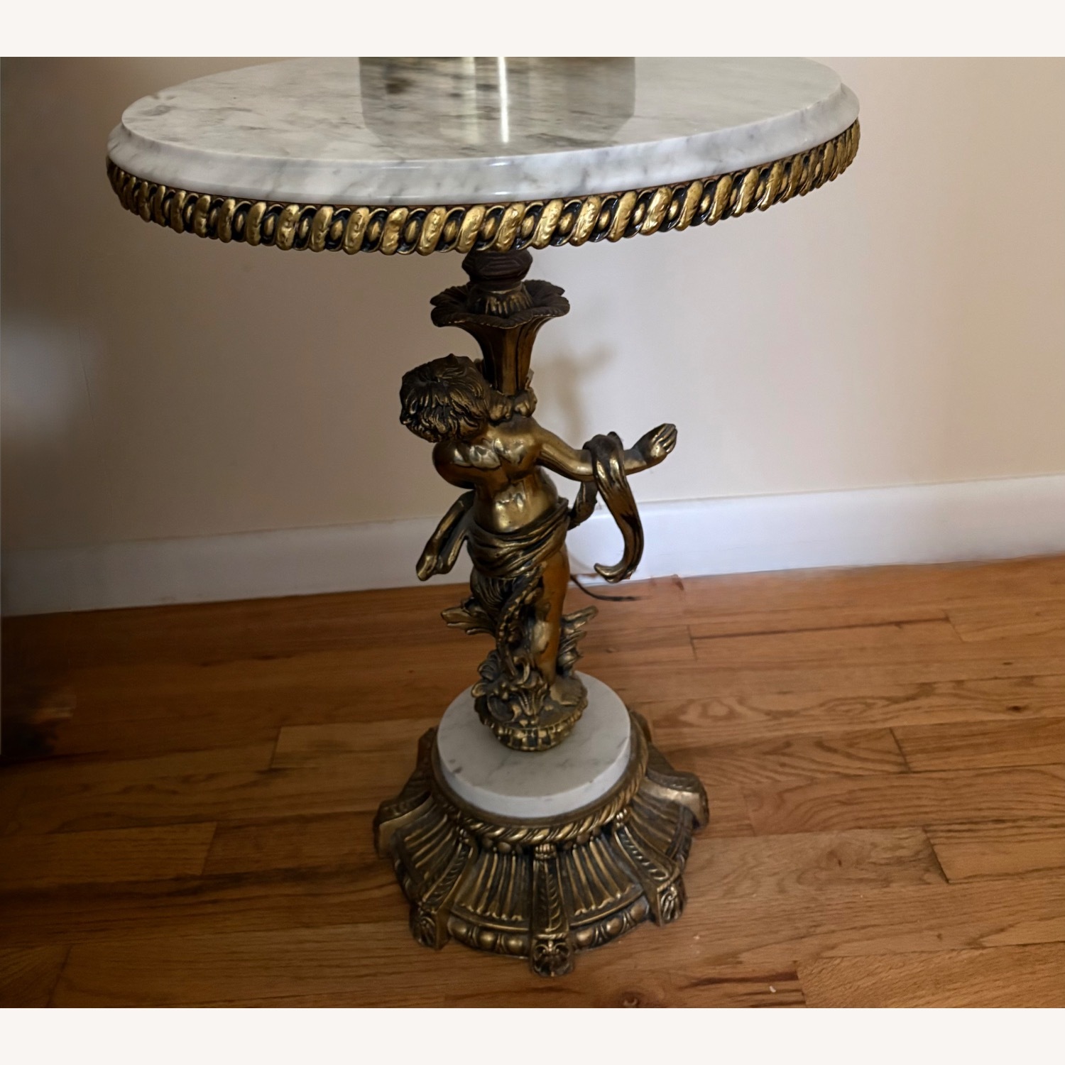 Vintage/Antique Finds White Marble Side Table - image-2