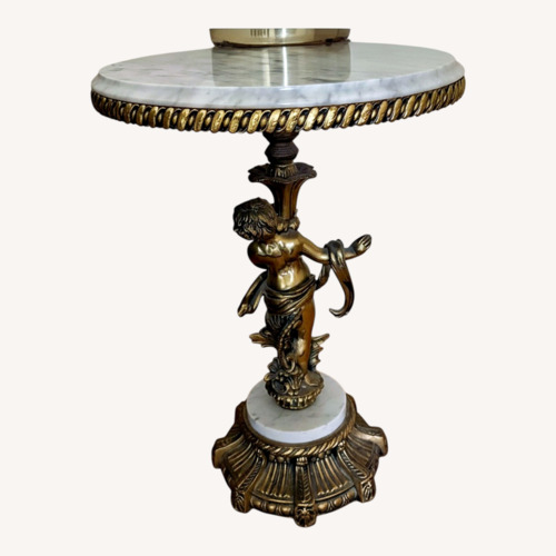Used Vintage/Antique Finds White Marble Side Table for sale on AptDeco