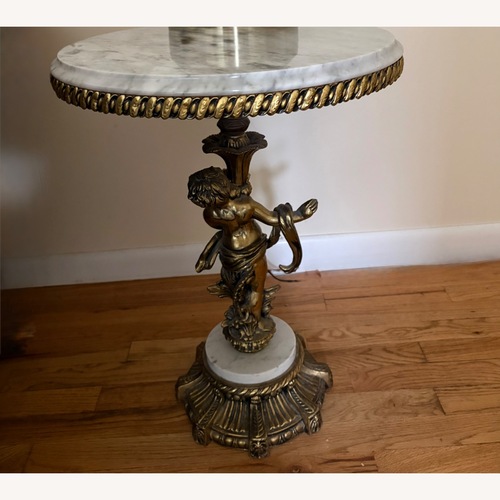 Used Vintage/Antique Finds White Marble Side Table for sale on AptDeco