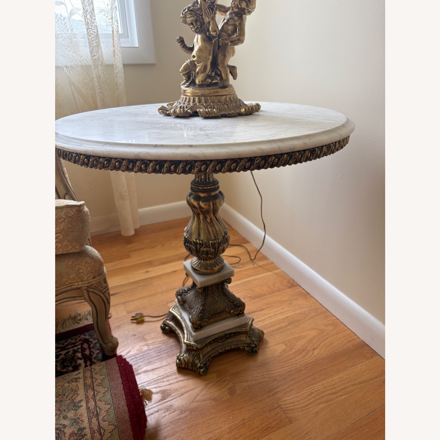 Antique White Marble Side Tables - image-1