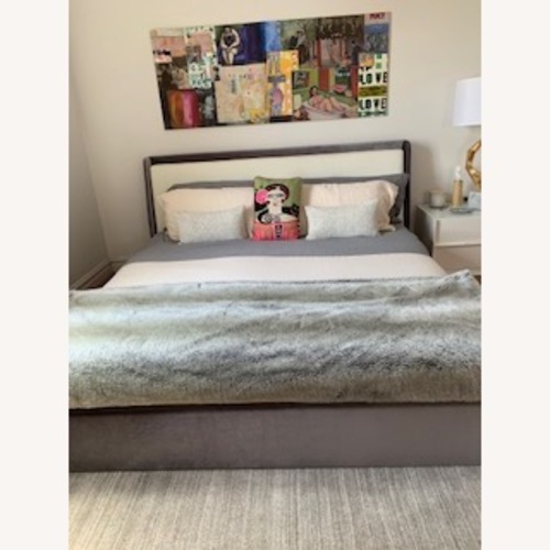 Used Rove Concepts Light Gray Velvet King Bed for sale on AptDeco
