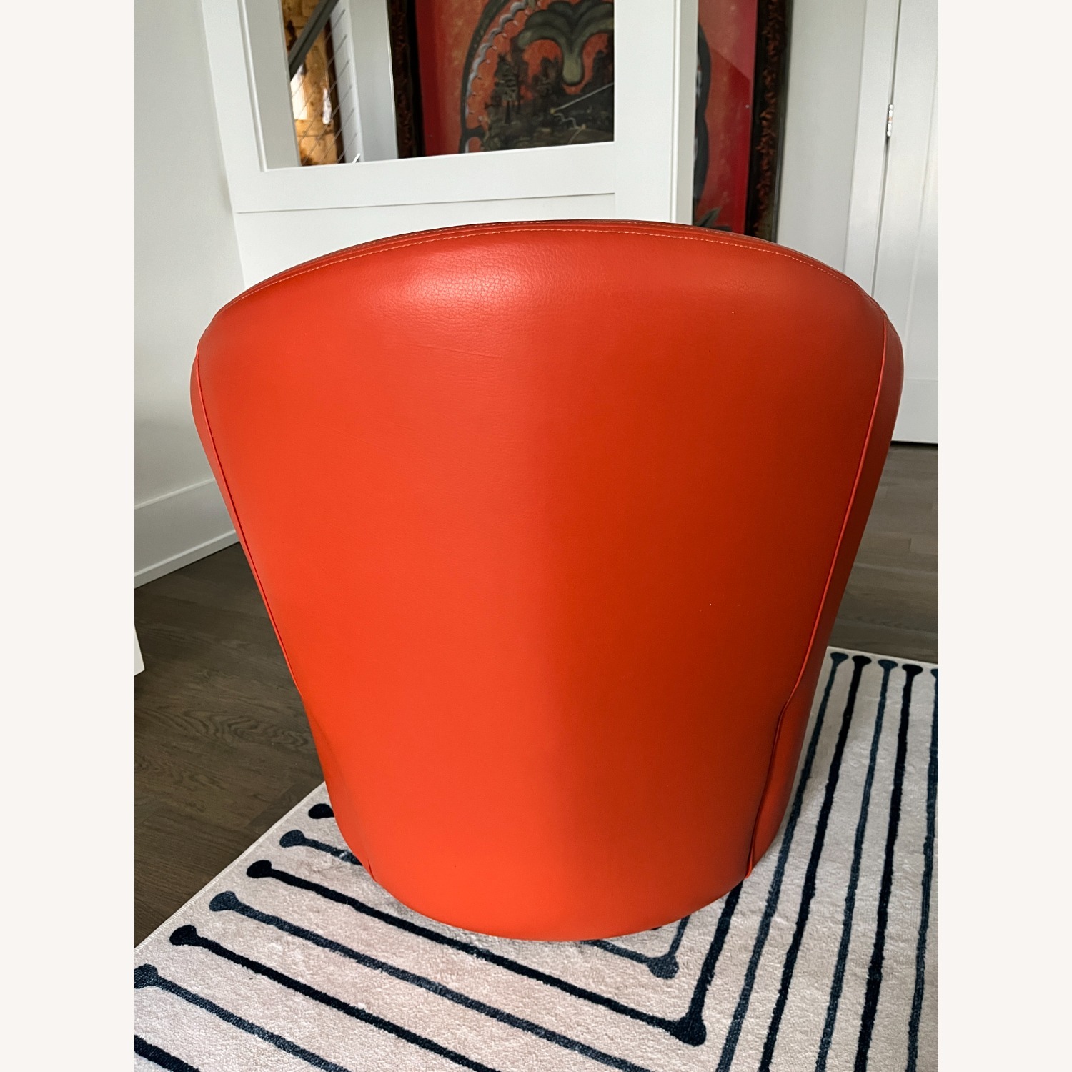 Jonathan Adler Orange Leather Swivel Chair - image-3