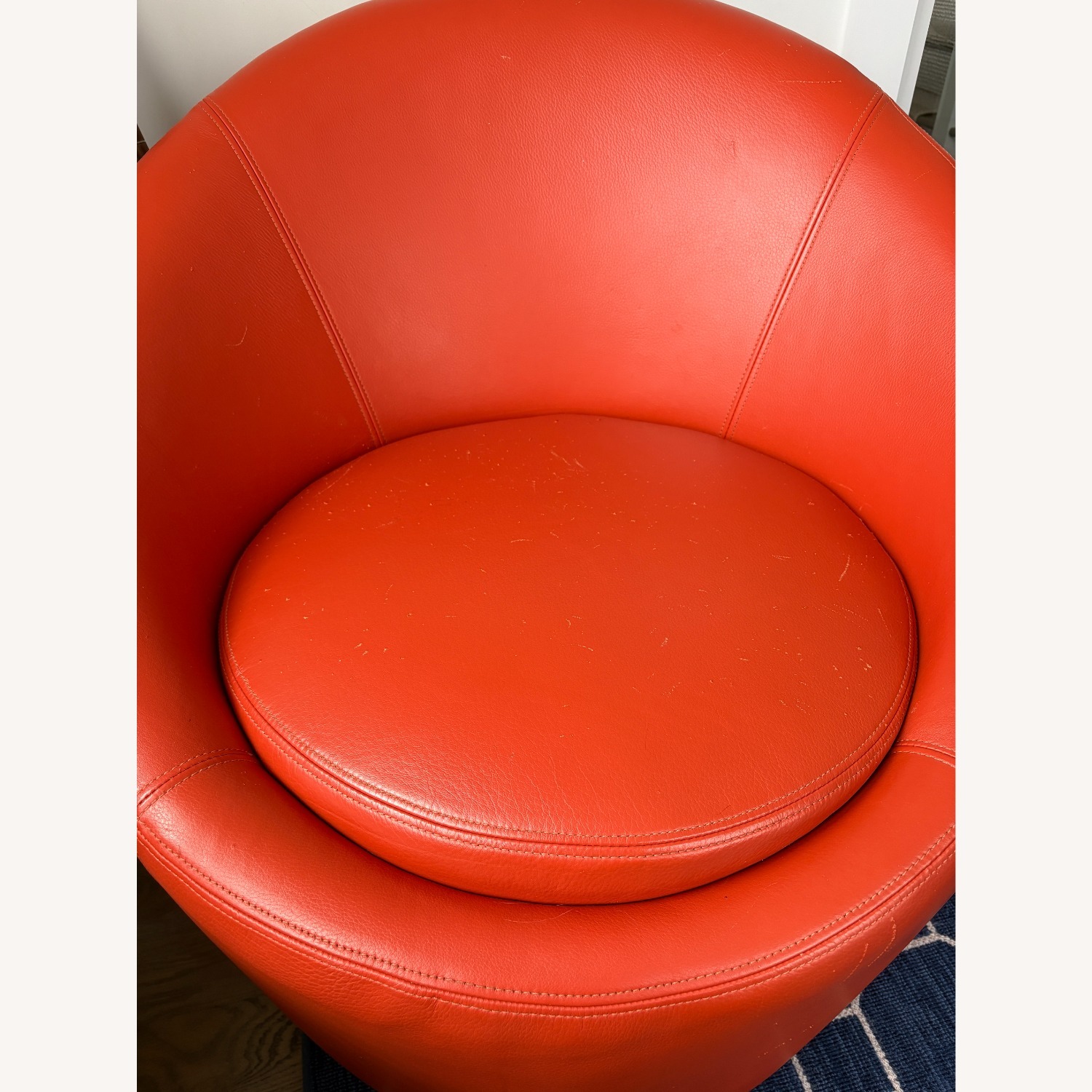Jonathan Adler Orange Leather Swivel Chair - image-4