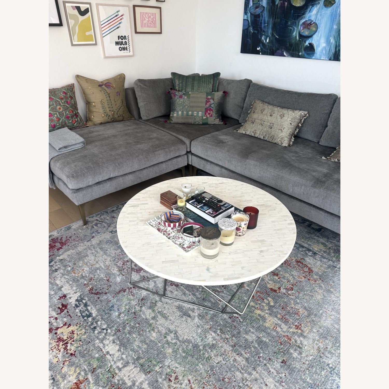 West Elm Origami White Marble Coffee Table - image-2