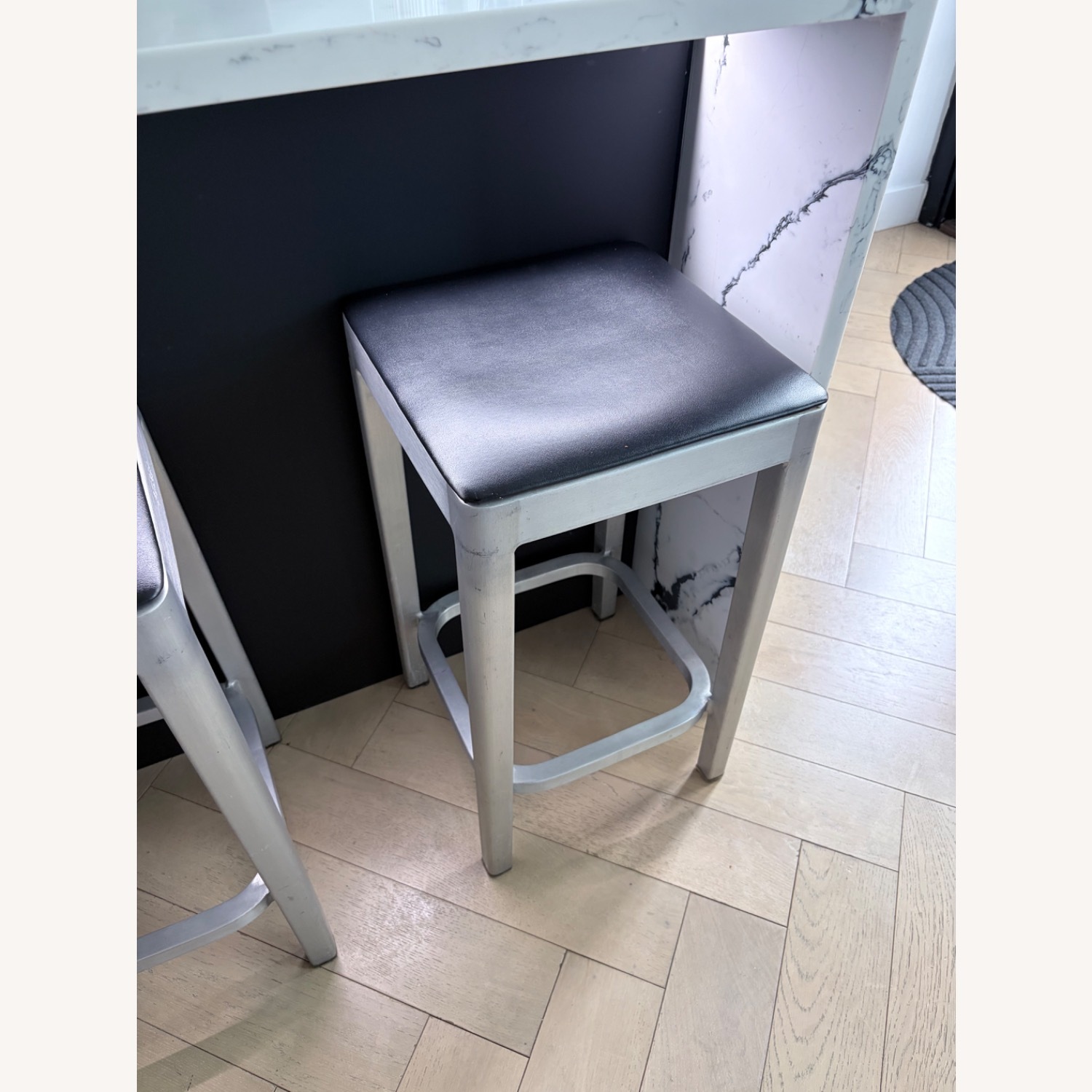 Emeco Chrome With Seat Pads Silver Metal Stools - image-2