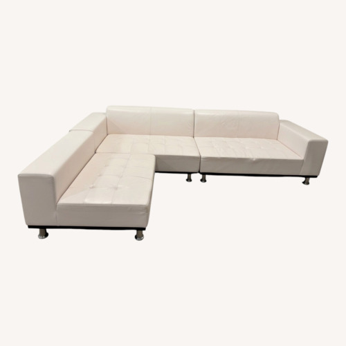 Used White leather sectional for sale on AptDeco