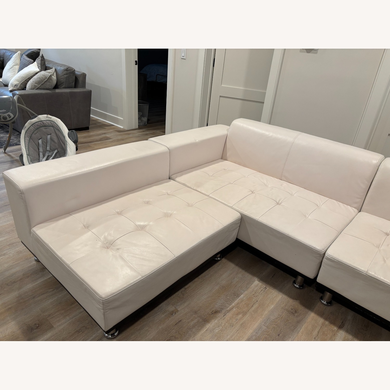White leather sectional - image-4