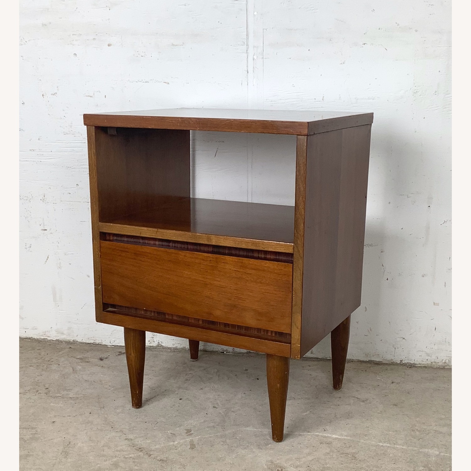 Vintage MCM Walnut Nightstand Laminate Top - image-3