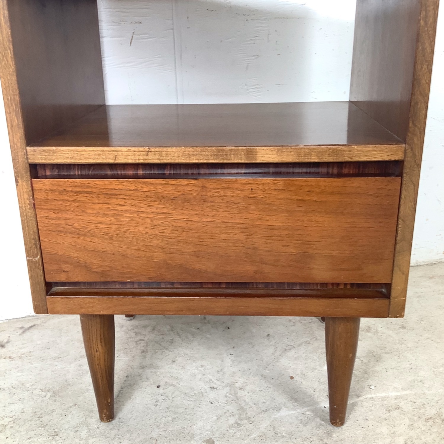 Vintage MCM Walnut Nightstand Laminate Top - image-5