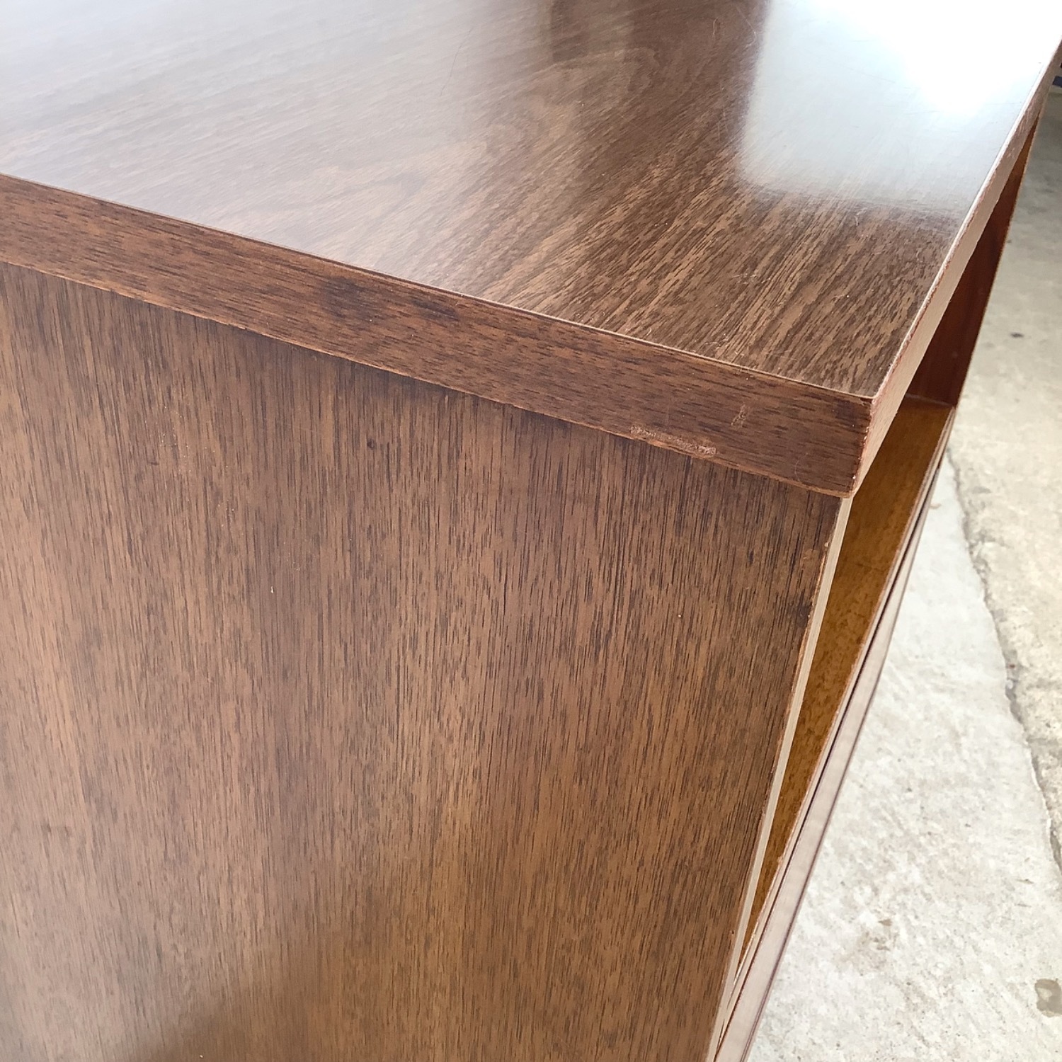 Vintage MCM Walnut Nightstand Laminate Top - image-15