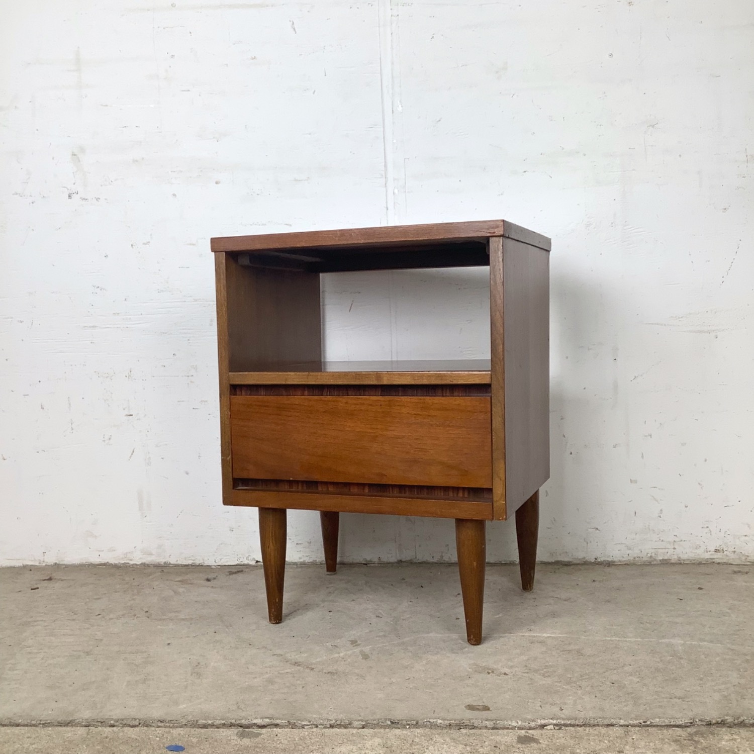 Vintage MCM Walnut Nightstand Laminate Top - image-2