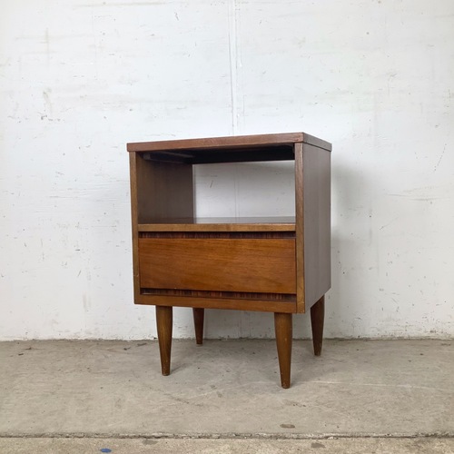 Used Vintage MCM Walnut Nightstand Laminate Top for sale on AptDeco