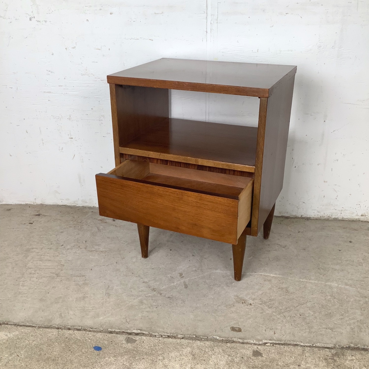 Vintage MCM Walnut Nightstand Laminate Top - image-6