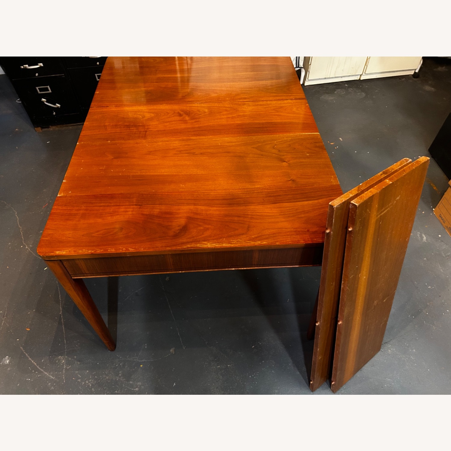 Dark Brown Adjustable Wood Dining Table - image-8