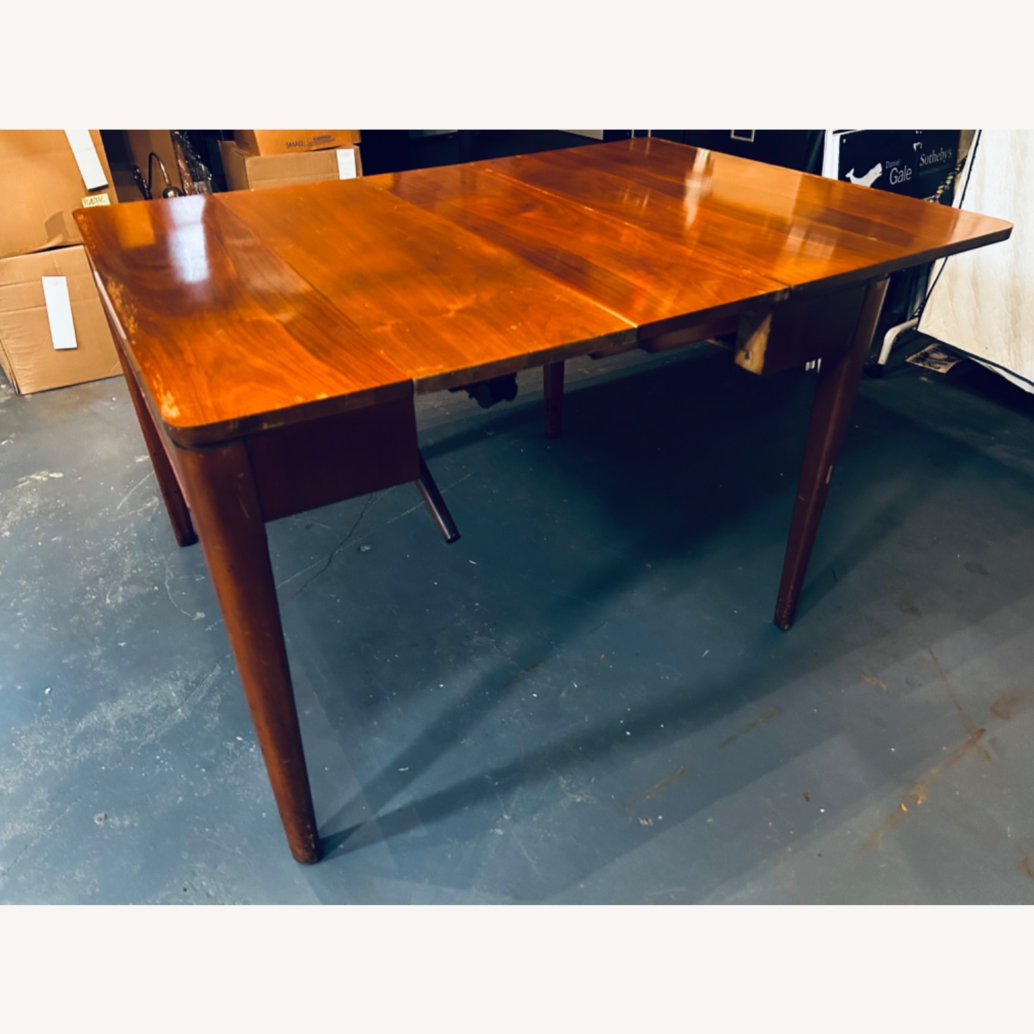 Dark Brown Adjustable Wood Dining Table - image-6