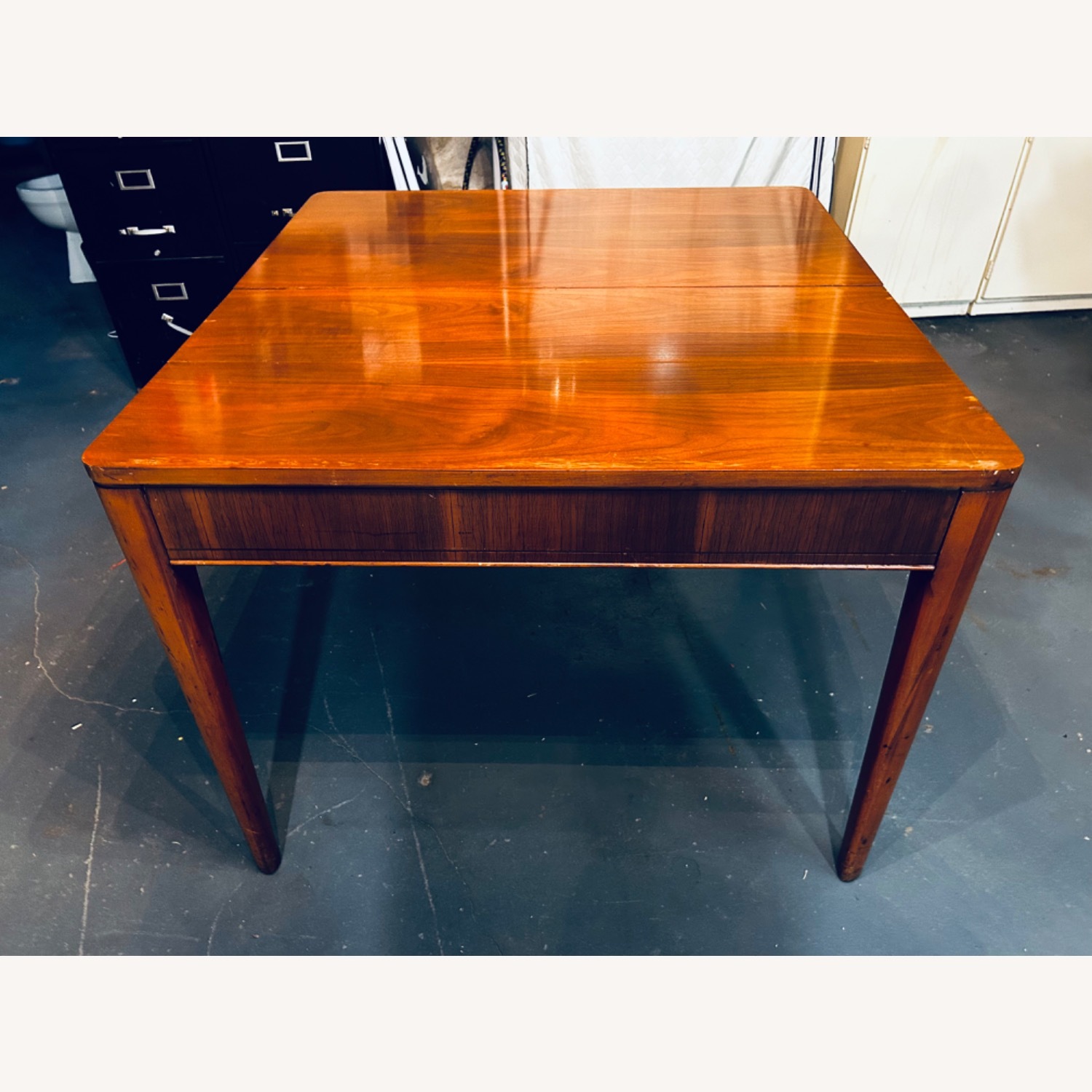 Dark Brown Adjustable Wood Dining Table - image-3