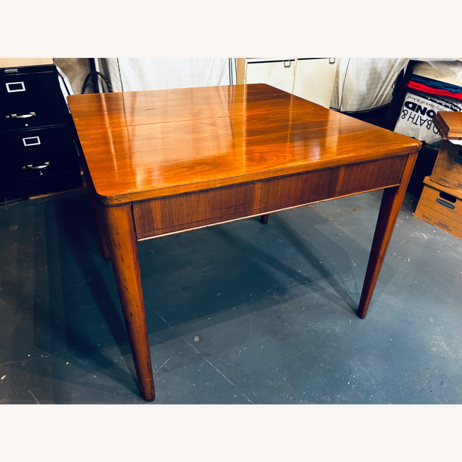 Dark Brown Adjustable Wood Dining Table - image-4