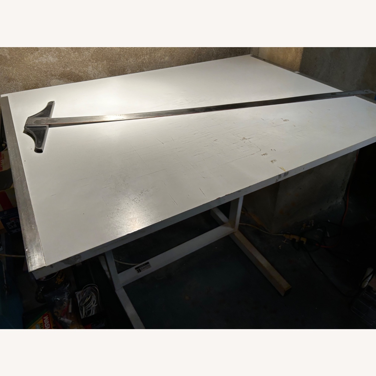 Vintage White Metal Drawing/Drafting Table - image-4