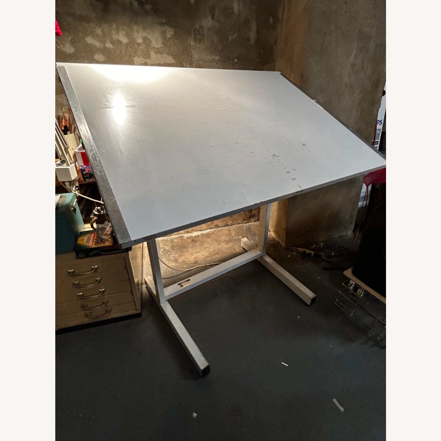 Vintage White Metal Drawing/Drafting Table - image-2