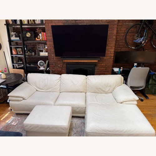 Used Chateau D'ax White Leather 3+ Piece Sectional for sale on AptDeco