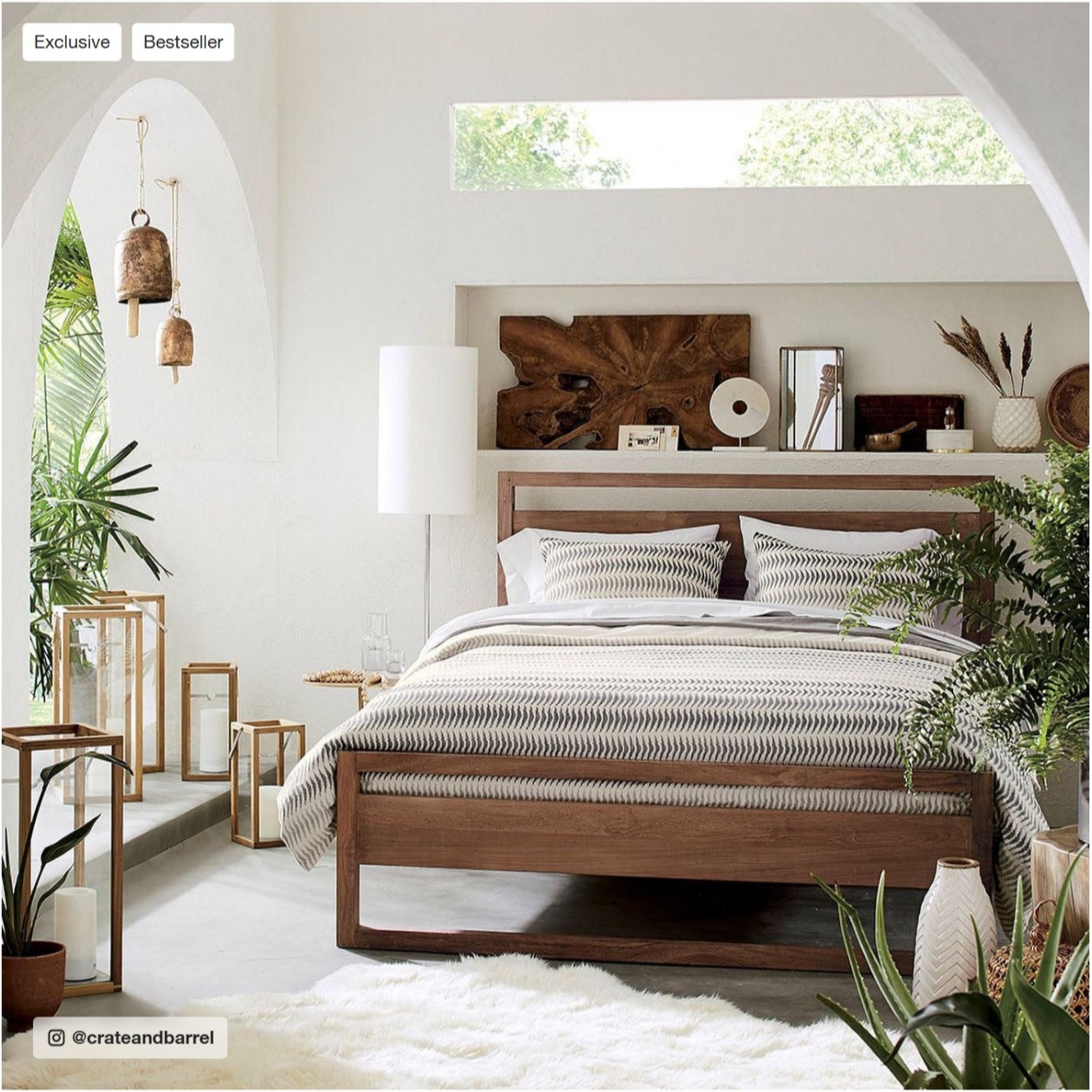 Crate & Barrel Natural Wood King Bed - image-1