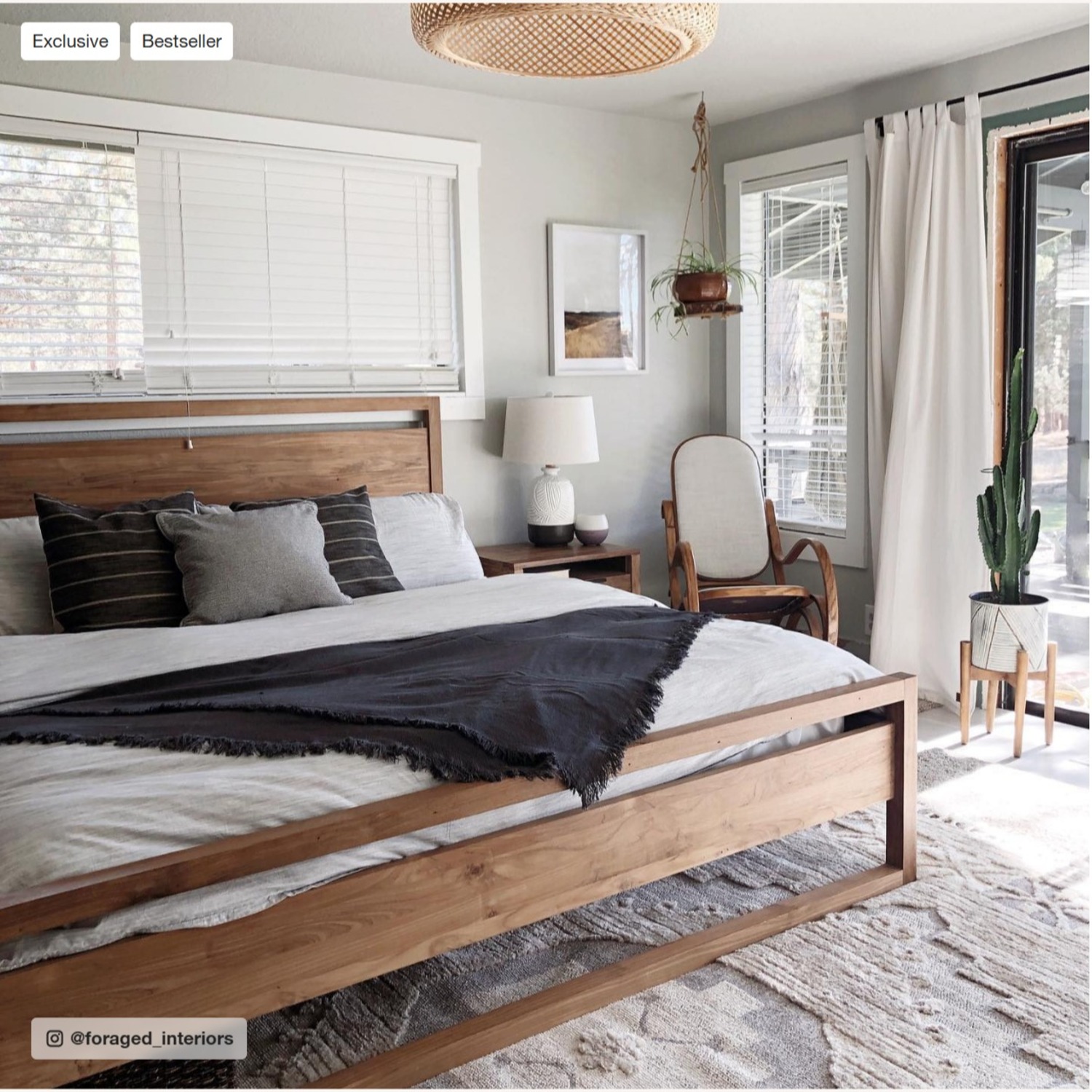 Crate & Barrel Natural Wood King Bed - image-3
