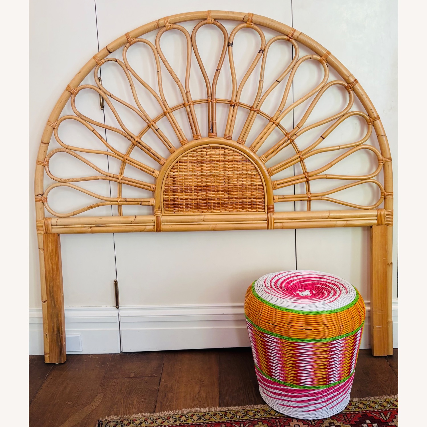 Vintage/Antique Natural Bamboo Headboard - image-3