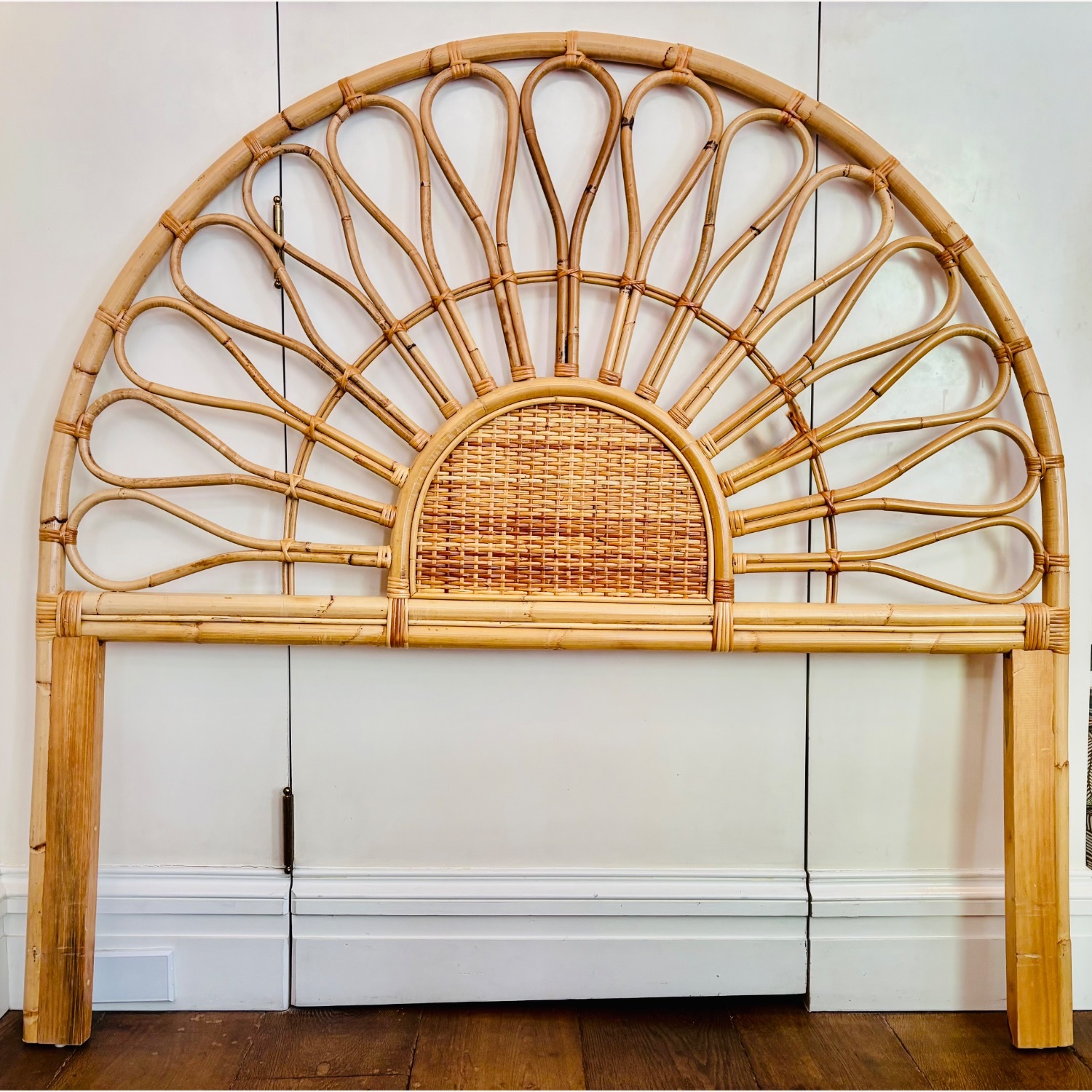 Vintage/Antique Natural Bamboo Headboard - image-1
