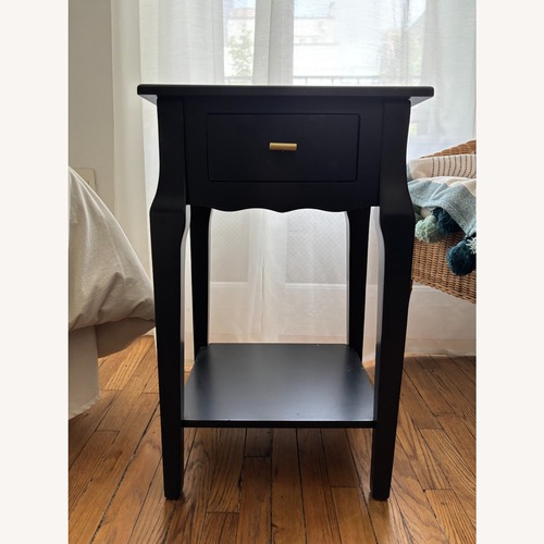 Used Set of 2 Black Wood End Tables/Nightstands for sale on AptDeco