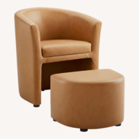Modway Light Brown Faux Leather Chair and a Half