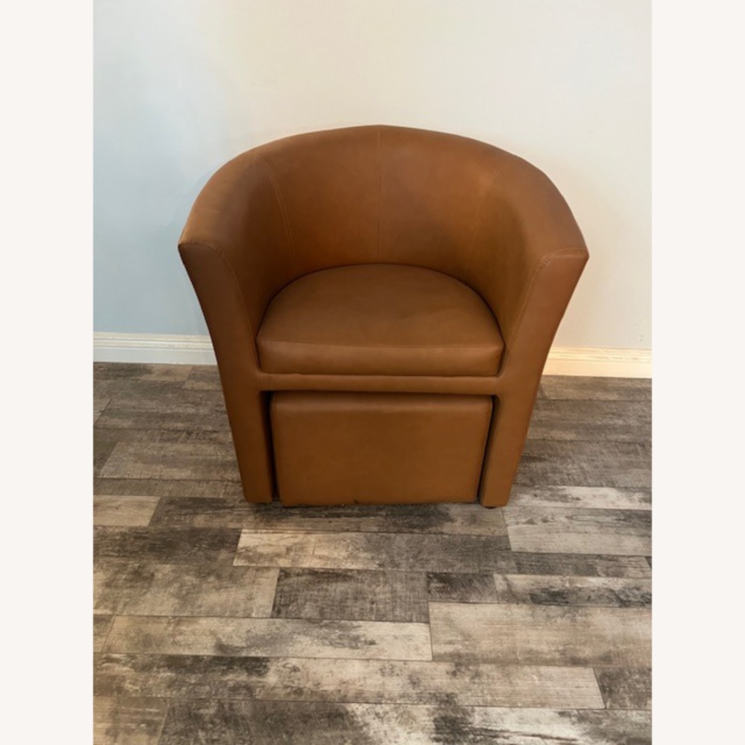 Modway Light Brown Faux Leather Chair and a Half - image-1