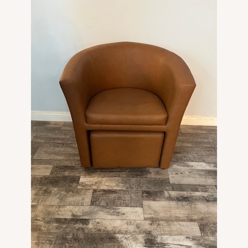 Used Modway Light Brown Faux Leather Chair and a Half for sale on AptDeco