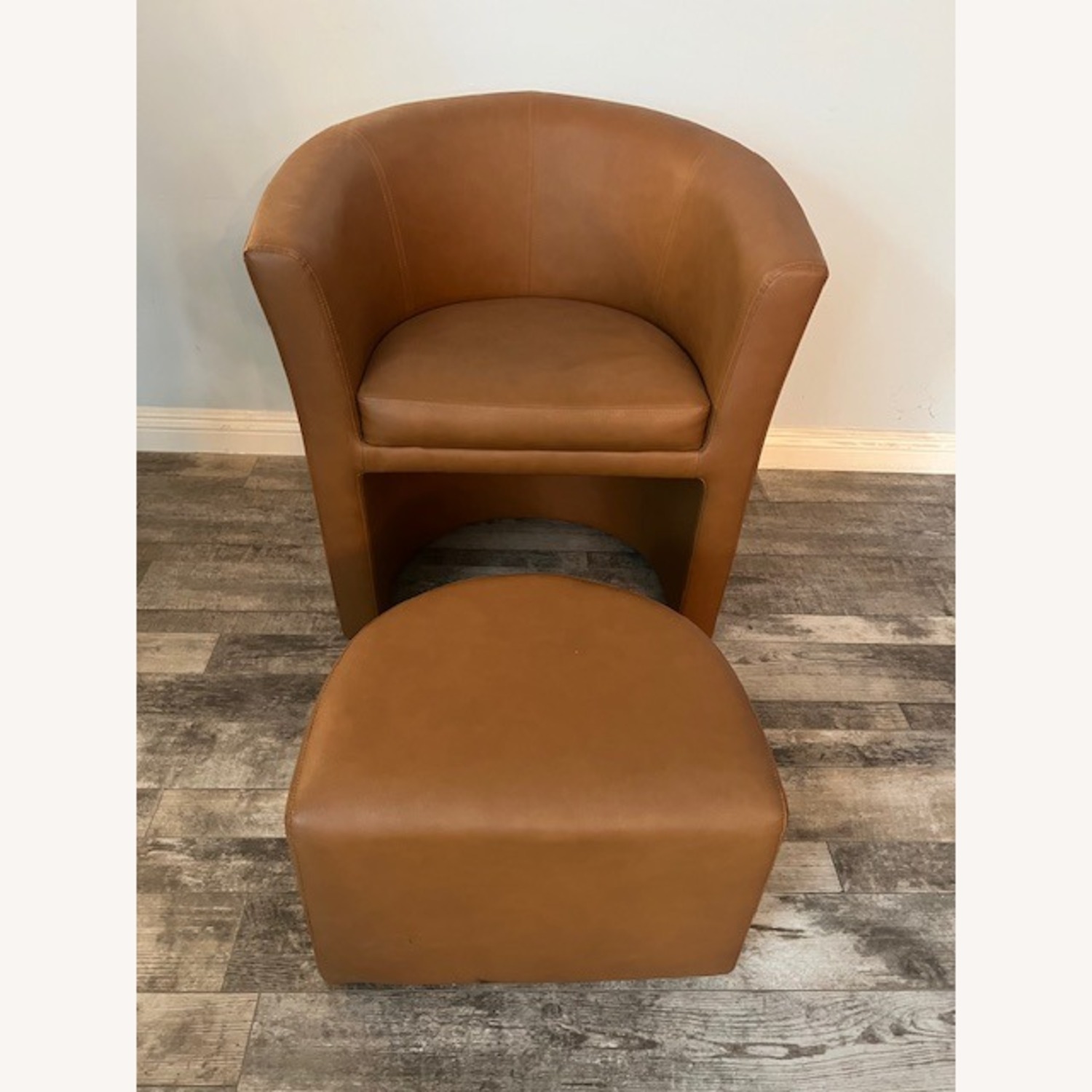 Modway Light Brown Faux Leather Chair and a Half - image-2