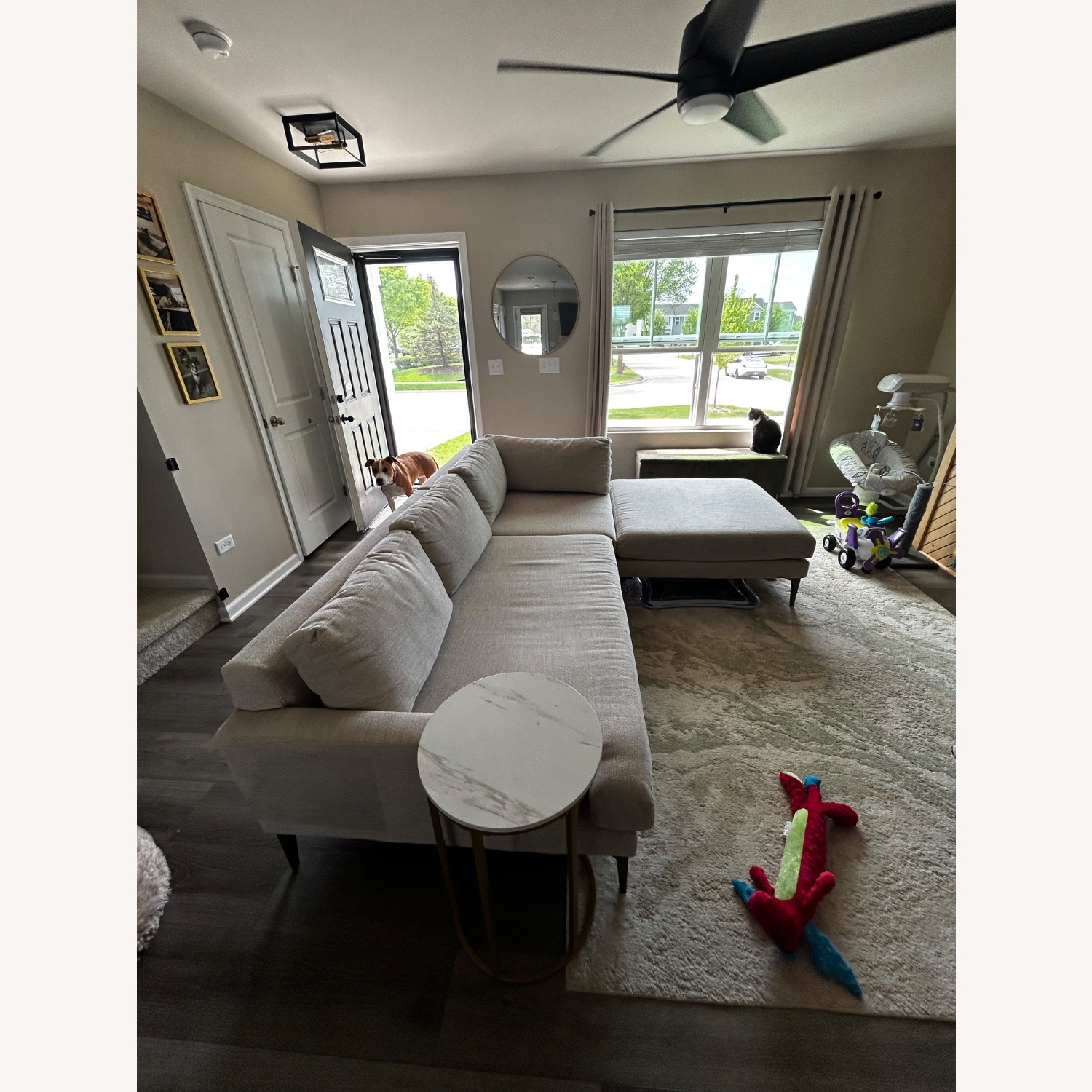 West Elm Andes Natural Fabric 2 Piece Sectional - image-2