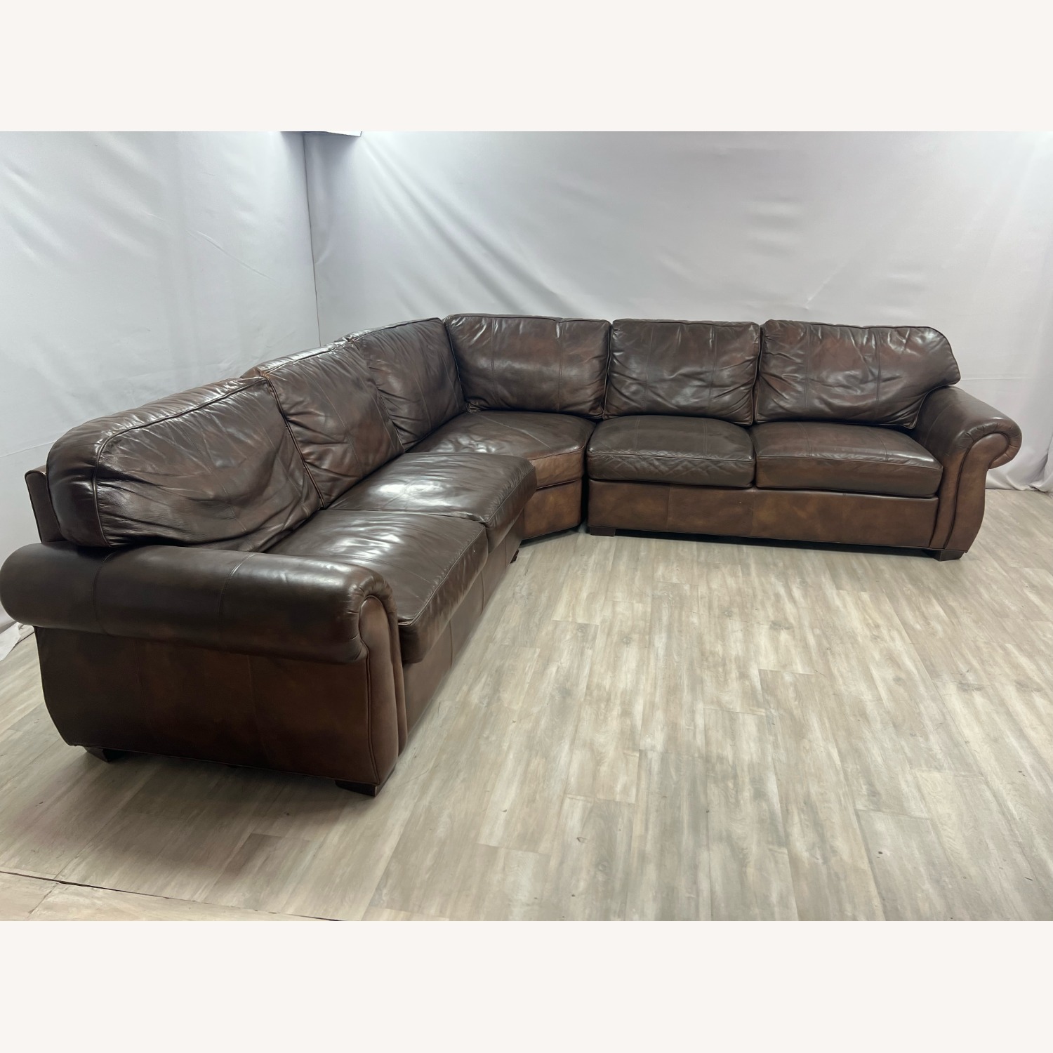 Raymour & Flanigan Dark Brown Leather Sectional - image-2