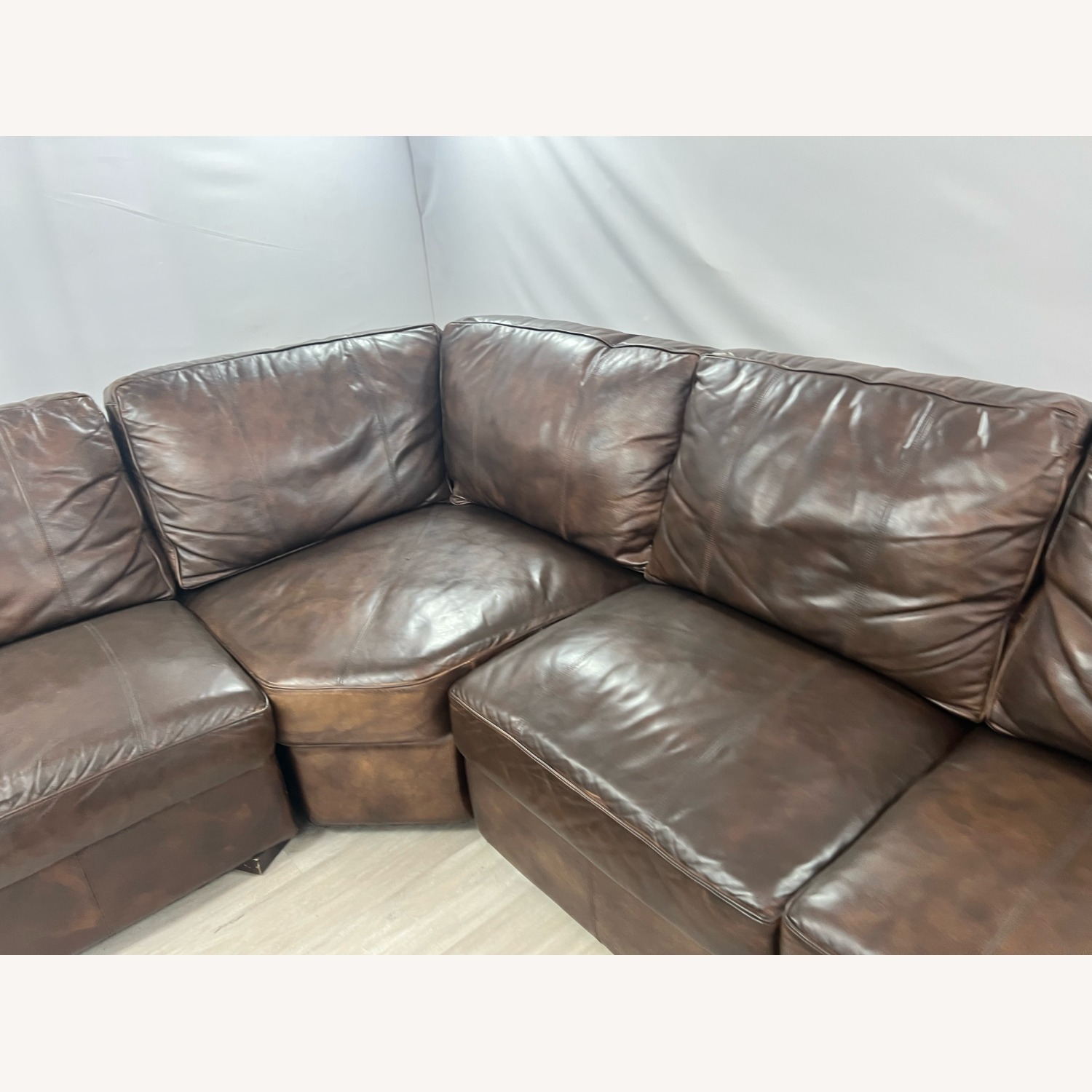 Raymour & Flanigan Dark Brown Leather Sectional - image-9