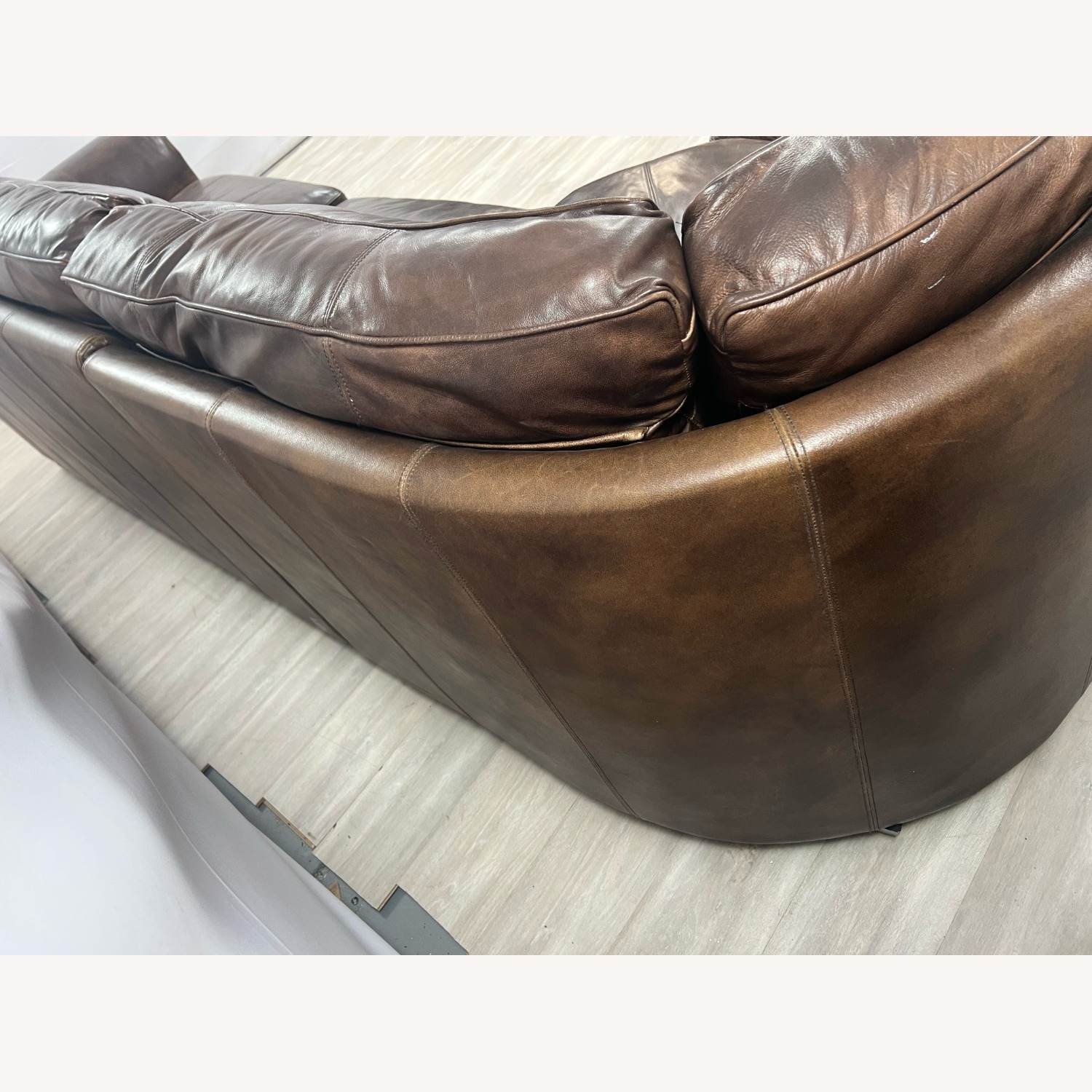 Raymour & Flanigan Dark Brown Leather Sectional - image-7